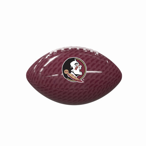 Glossy Florida State carbon fiber mini football for recreation by Logo Brands, featuring team logo and vibrant design.