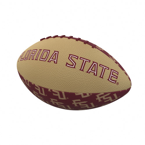Florida State Repeating Mini Rubber Football by Logo Brands, recreation football in team colors with repeating Florida State logo design.