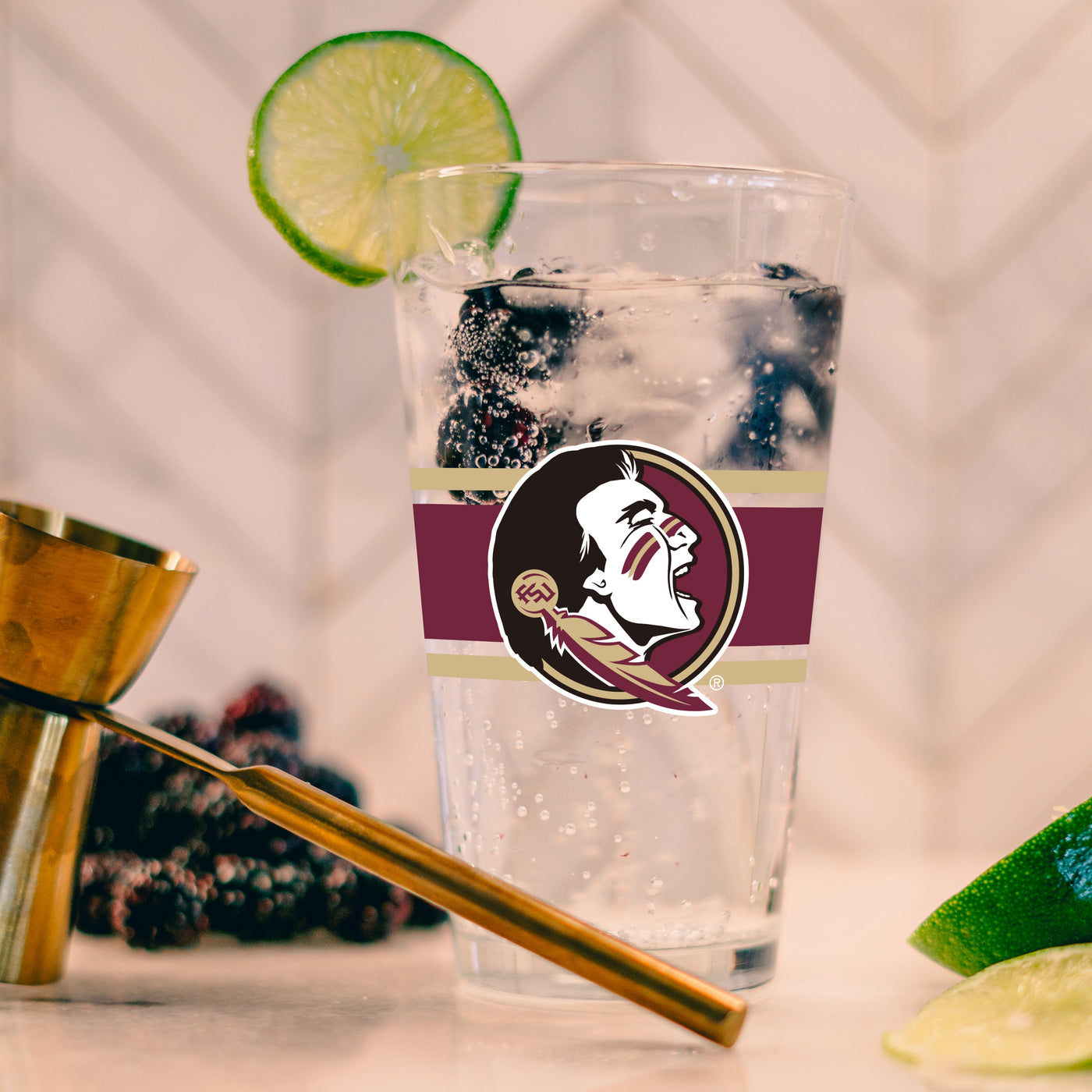 Florida State 16oz Stripe Pint Glass - Logo Brands