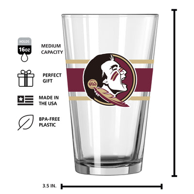 Florida State 16oz Stripe Pint Glass - Logo Brands