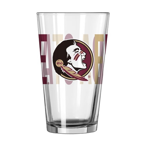 Florida State 16oz Overtime Pint Glass, Logo Brands drinkware featuring team logo and design, perfect for college sports fans.