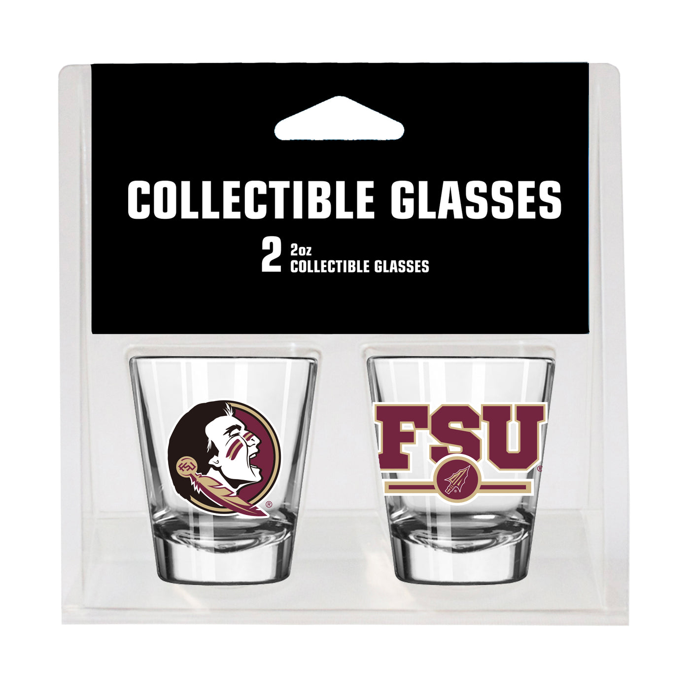 Florida State Campus Colors 2oz Letterman Shot Glass 2 Pack - Logo Brands