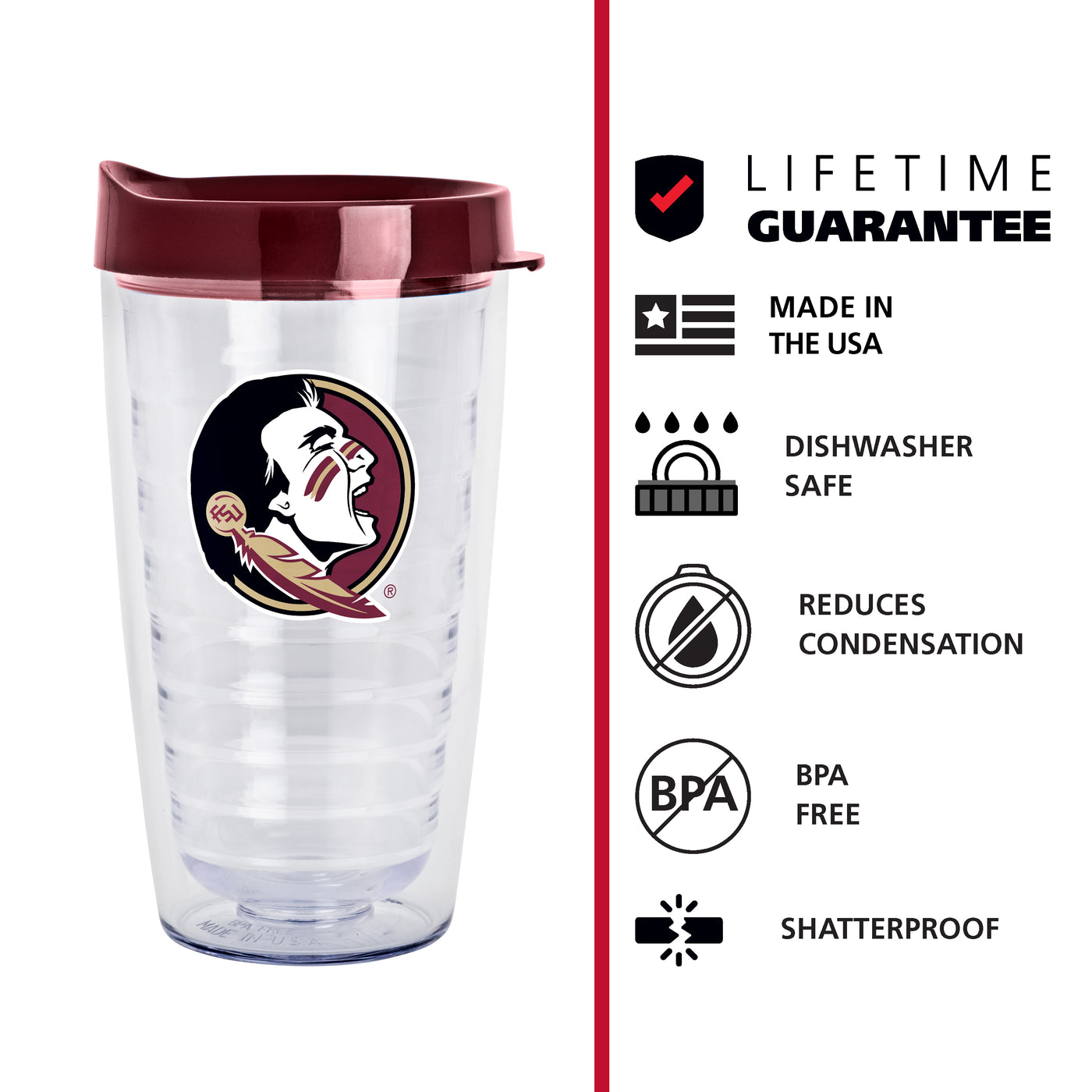 FL State 16oz Flipside Dbl Wall Clear Tumbler