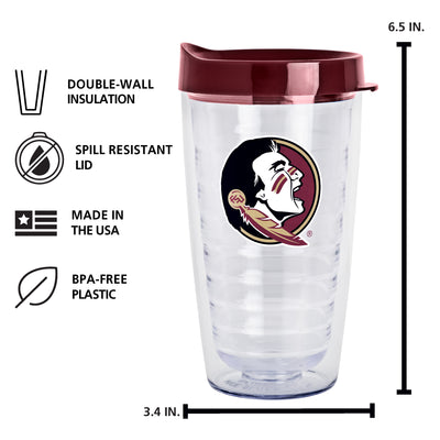 FL State 16oz Flipside Dbl Wall Clear Tumbler