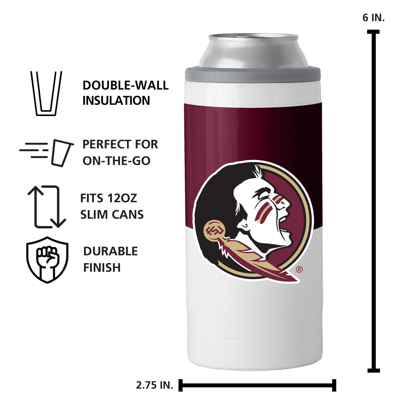 FL State Colorblock 12oz Slim Can Coolie