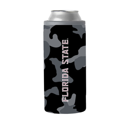 FL State Black Camo 12oz Slim Can Coolie