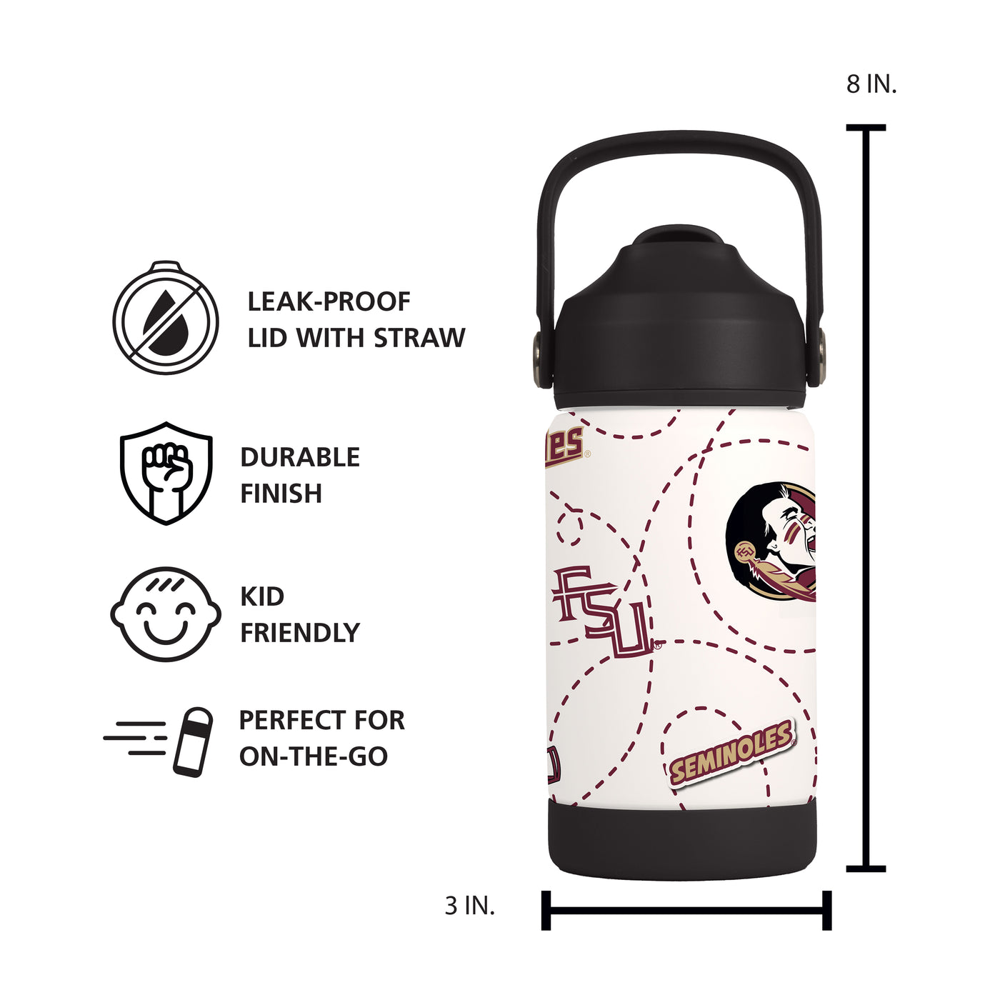 FL State 12oz Mascot SS Kids Bottle