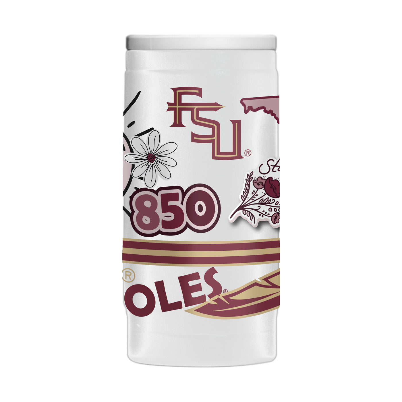 Florida State 12oz Native Powder Coat Slim Can Coolie