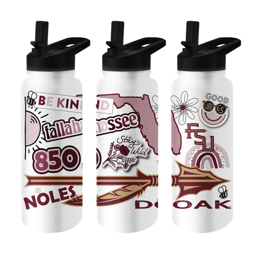 Florida State 34oz Native Quencher Bottle by Logo Brands, clear plastic drinkware with Florida State logo and large capacity.