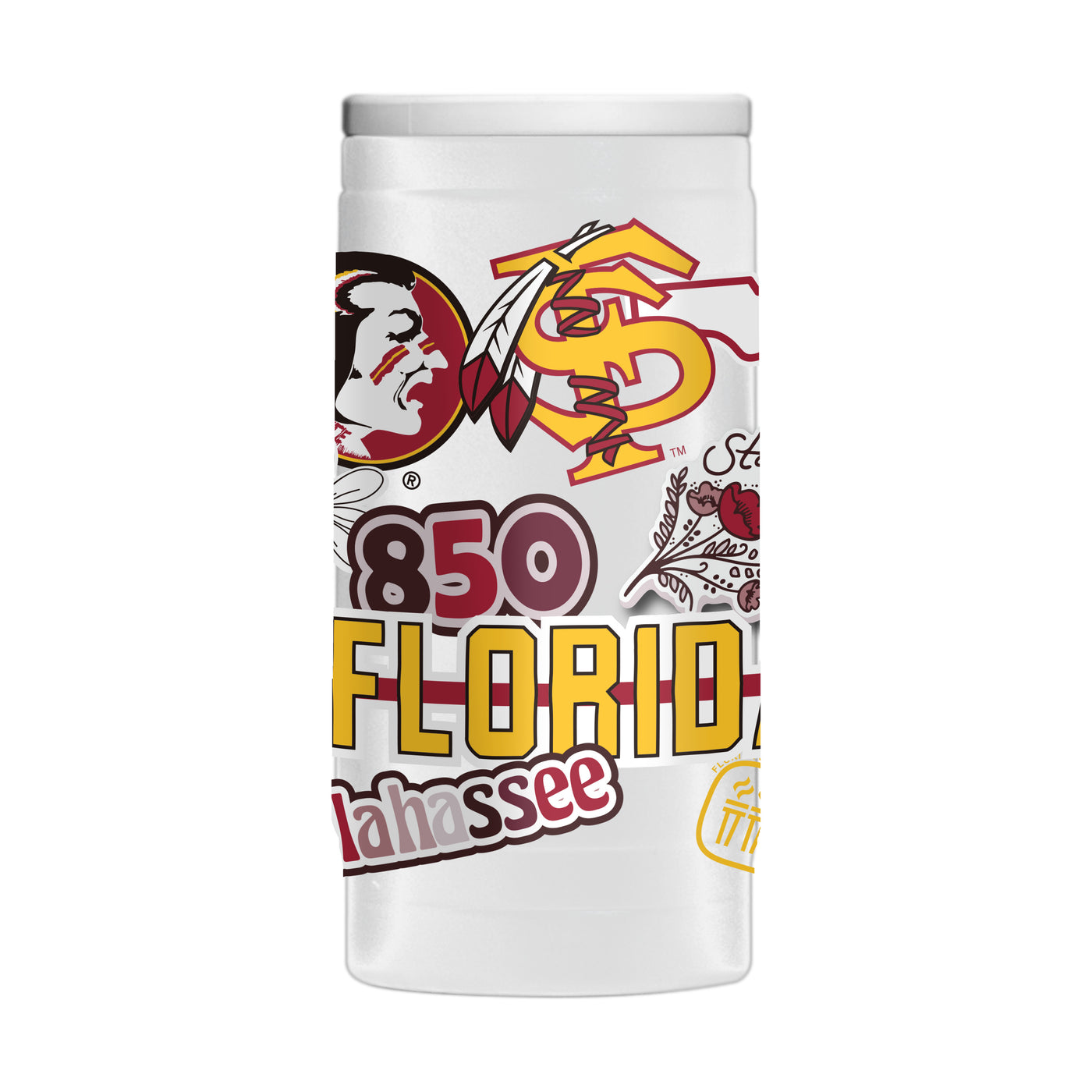 Florida State 12oz Native Powder Coat Slim Can Coolie