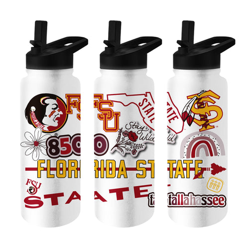 Florida State 34oz Native Quencher Bottle drinkware with team logo and vibrant design, perfect for hydration on the go.