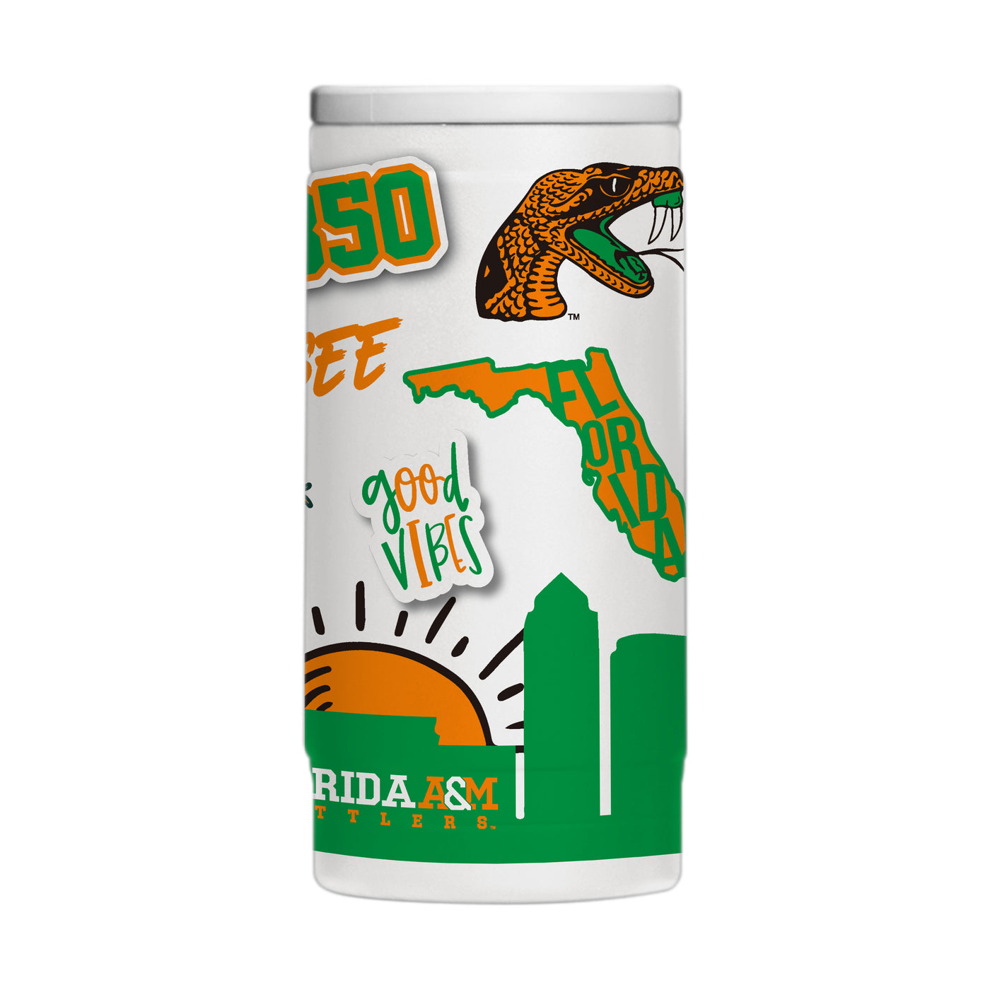 Florida A&M 12oz Native Powdercoat SlimCan Coolie