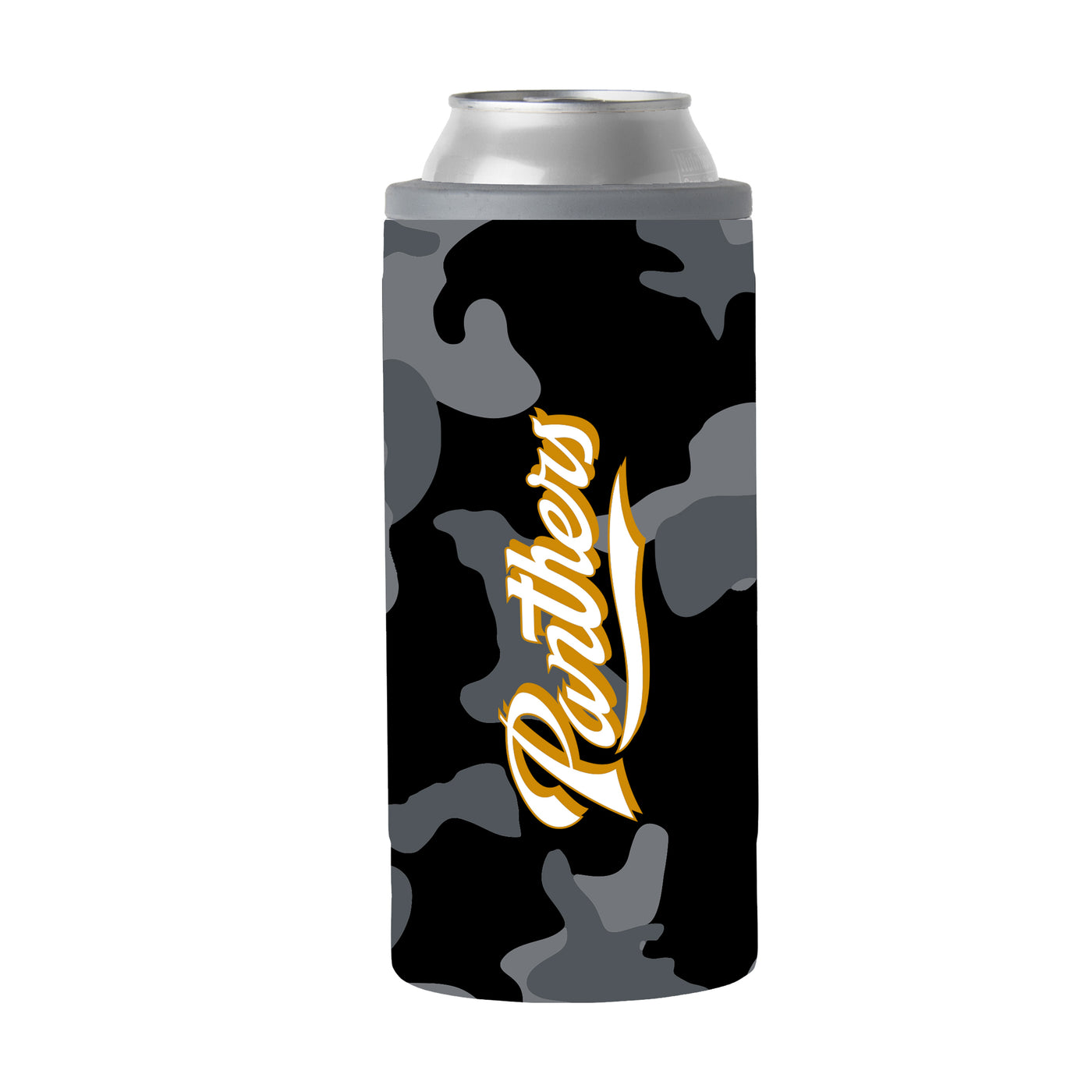 Florida Int'l Black Camo 12oz Slim Can Coolie