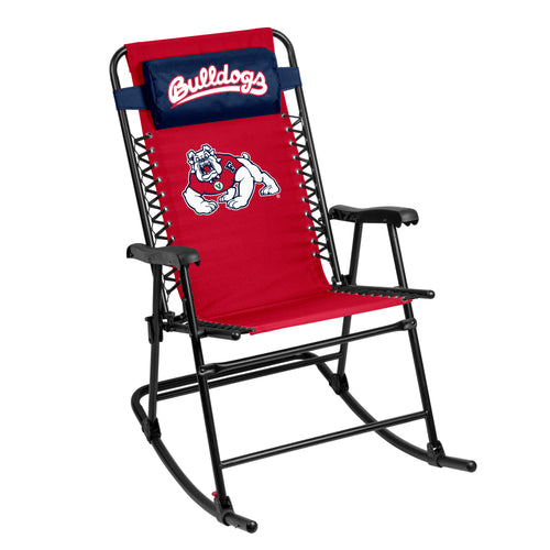 Fresno State bungee rocker chair by Logo Brands, featuring university logo and comfortable bungee cord seating for casual relaxation.