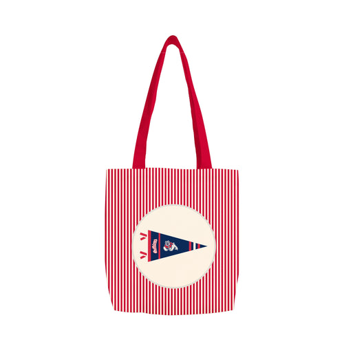 Fresno State Classic Pennant Canvas Tote bag featuring Fresno State logo and team colors, durable canvas material, and spacious design.