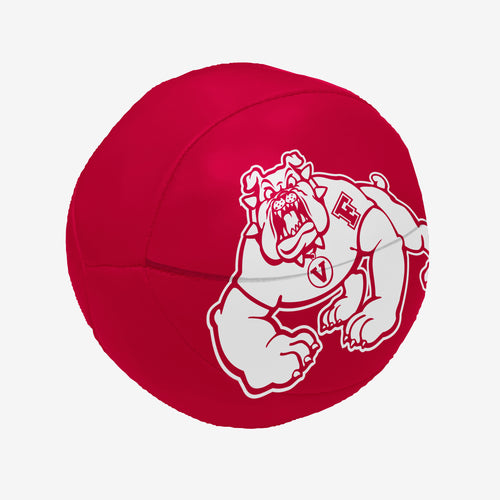 Fresno State two-logo micro soft basketball by Logo Brands, recreation basketball with Fresno State team logos, close-up view