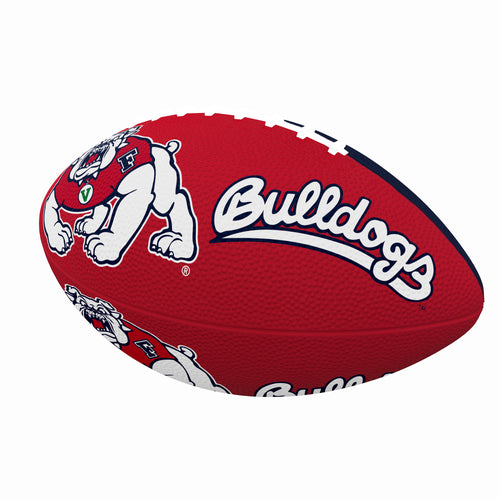 Fresno State Junior Letterman rubber football by Logo Brands, recreation size, with team logo and lettering on the surface.