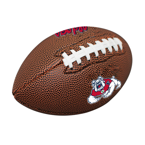 Fresno State mini size composite football by Logo Brands, recreation ball with Fresno State logo and team colors.