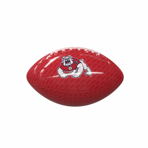 Glossy Fresno State carbon fiber mini football by Logo Brands, perfect for recreation and display.