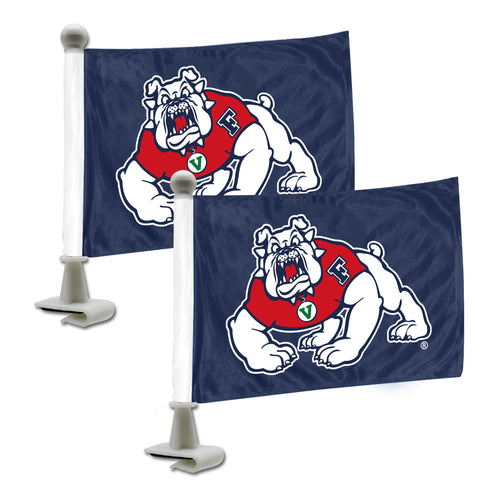 Fresno State Ambassador Flag auto flag by Logo Brands featuring the Fresno State logo on a fabric flag for vehicles.