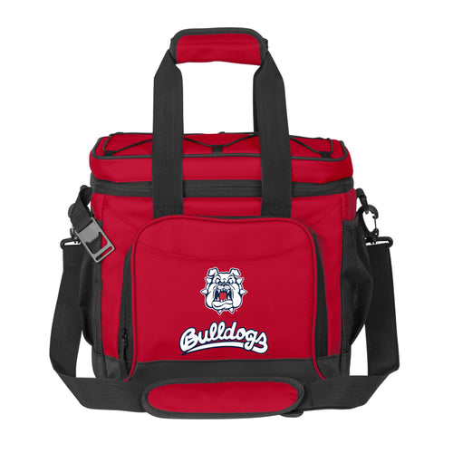Fresno State 24-can flex cooler by Logo Brands, insulated cooler bag with Fresno State logo and adjustable shoulder strap.
