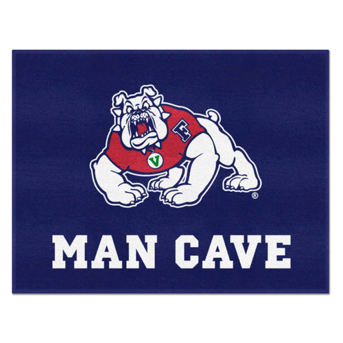 Fresno State Man Cave All-Star logo mat by Logo Brands featuring Fresno State Bulldogs team emblem and vibrant design.