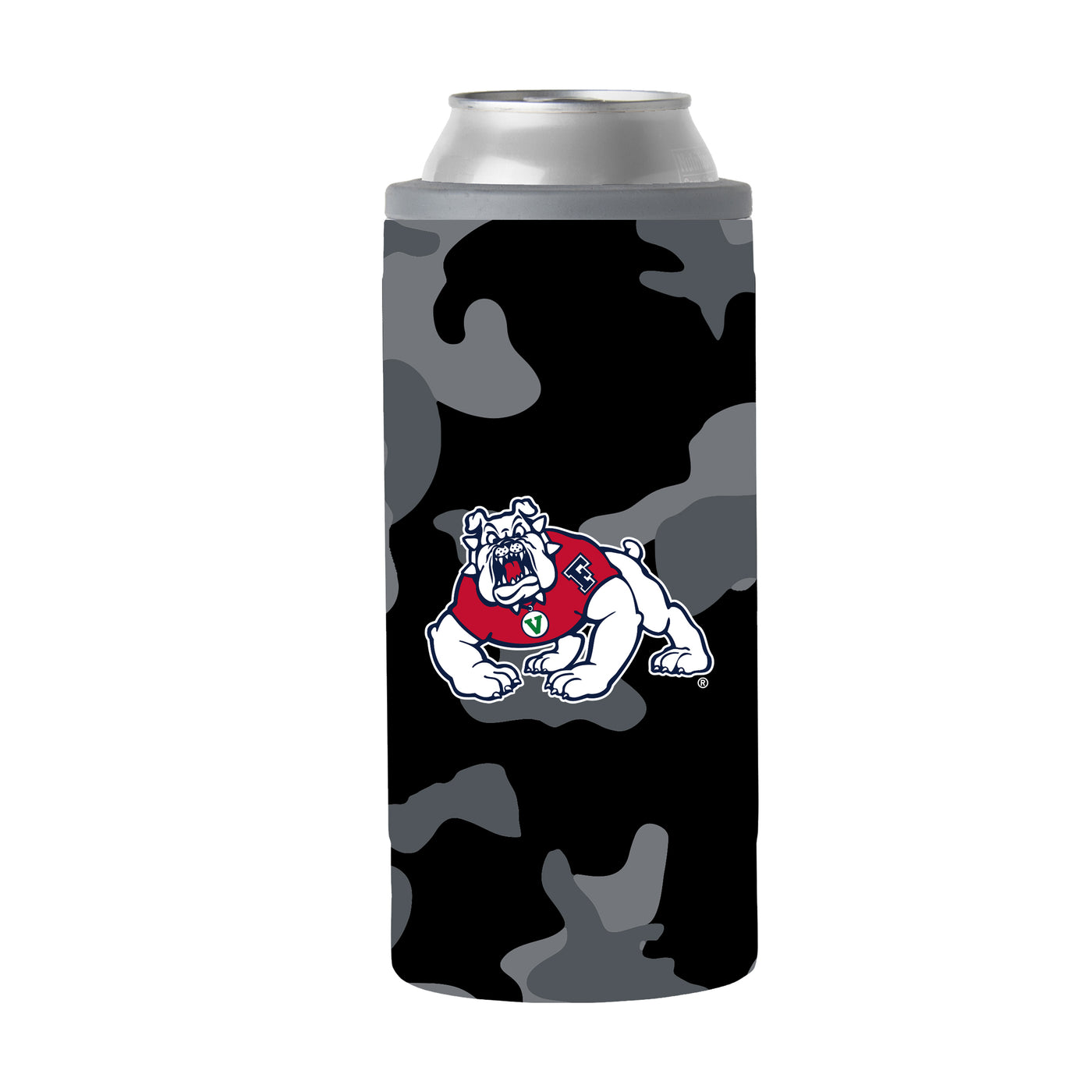 Fresno State Black Camo 12oz Slim Can Coolie