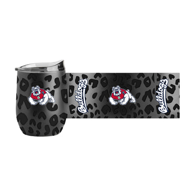 Fresno State Leopard 16oz Black Powdercoat Curved Beverage