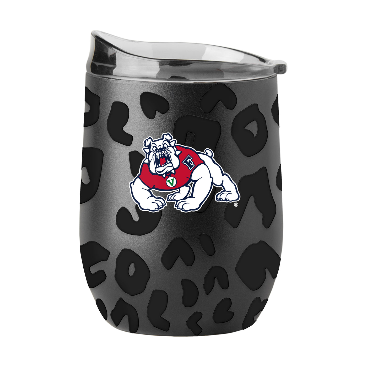 Fresno State Leopard 16oz Black Powdercoat Curved Beverage