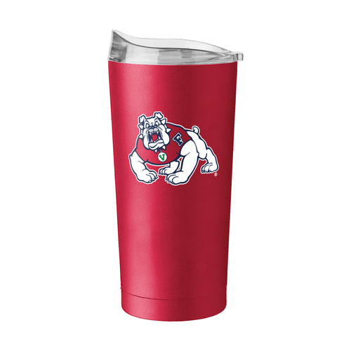 Fresno State 20oz Flipside Powder Coat Tumbler with Fresno State logo and vibrant red finish, made of durable drinkware.