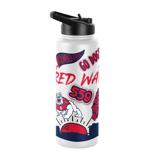 Fresno State 34oz Native Quencher Bottle by Logo Brands, durable drinkware with Fresno State logo and large capacity.