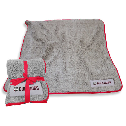 Georgia Palmetto Moon Frosty Fleece blanket by Logo Brands, featuring a soft fleece fabric with a Georgia Palmetto Moon design.