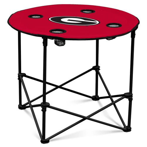 Round Georgia furniture table by Logo Brands, featuring a sturdy wooden surface and elegant design for dining or living space.