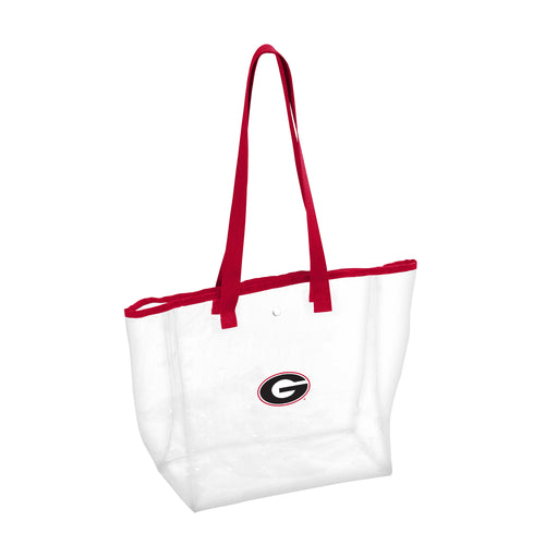 Clear tote bag from Georgia Stadium by Logo Brands, featuring durable material and spacious design for stadium events.