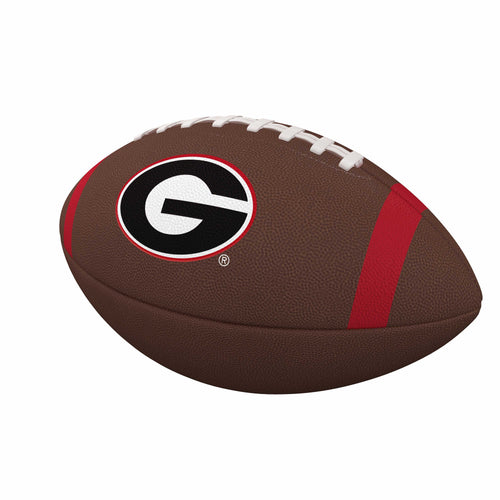 Georgia Team Stripe full-size composite football by Logo Brands, featuring team colors and stripe design for recreational play