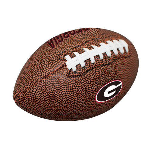 Georgia Mini Size Composite Football by Logo Brands, recreation football with team logo and colorful design on synthetic surface.