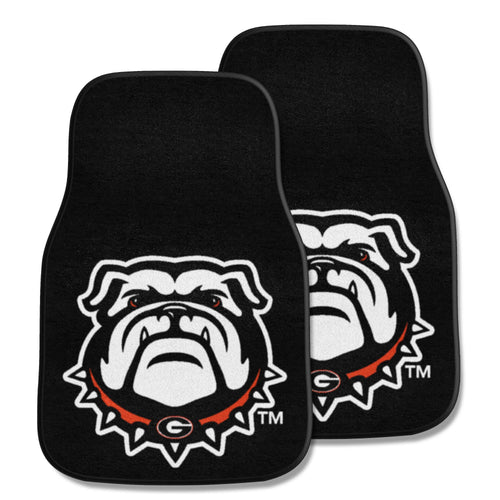 University of Georgia 2-piece carpet car mats set by Logo Brands, featuring team logo and durable auto mat design.