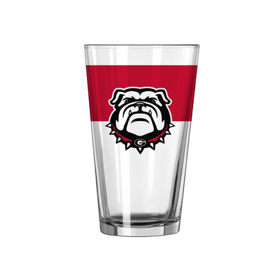 Georgia Bulldog 16oz Colorblock Pint Glass