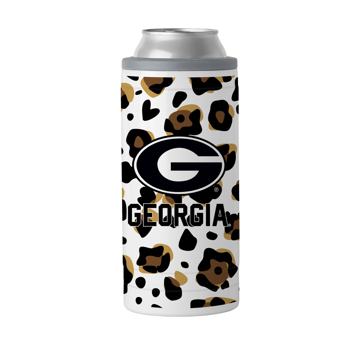 Georgia 12oz Neutral Leopard Slim Can Coolie