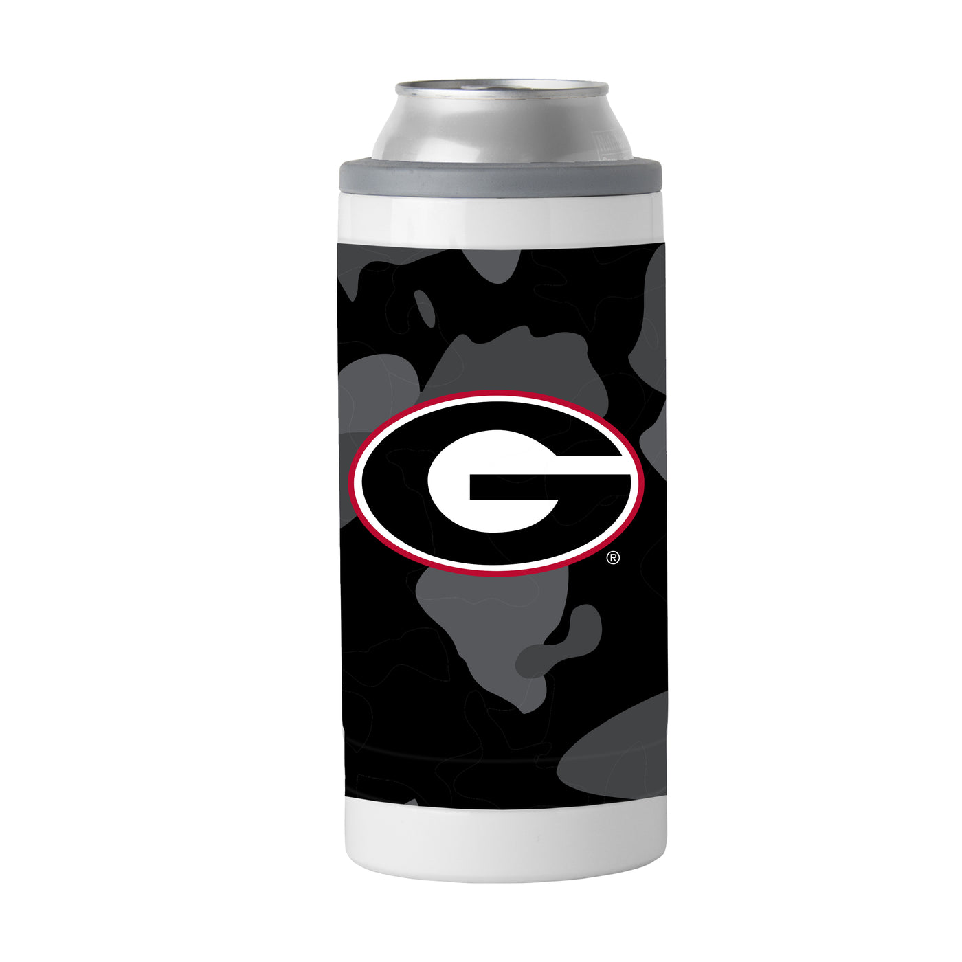 Georgia Black Camo 12oz Slim Can Coolie