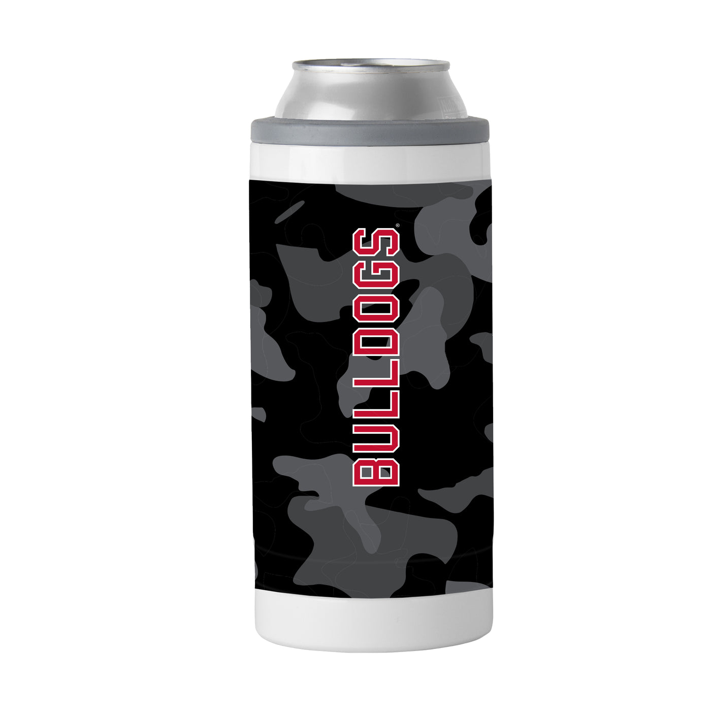 Georgia Black Camo 12oz Slim Can Coolie