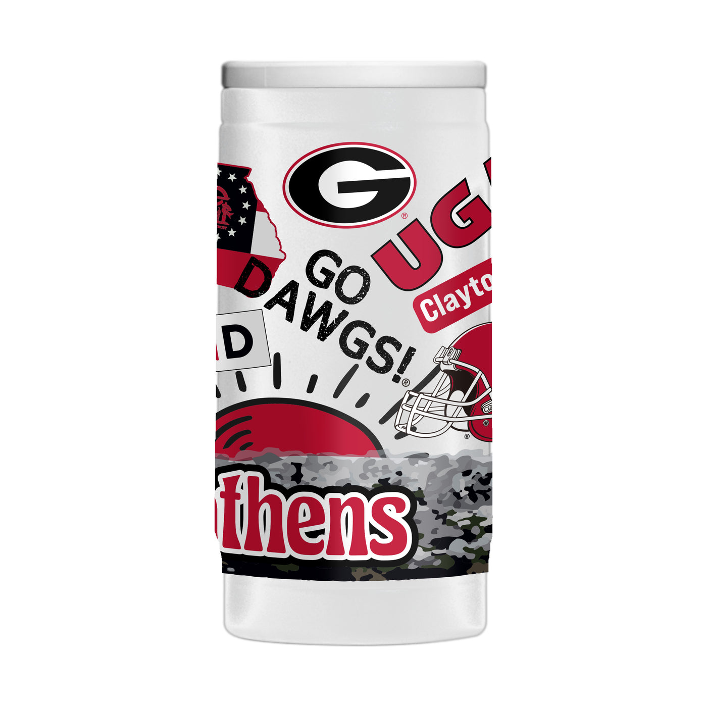 Georgia 12oz Native Powder Coat Slim Can Coolie