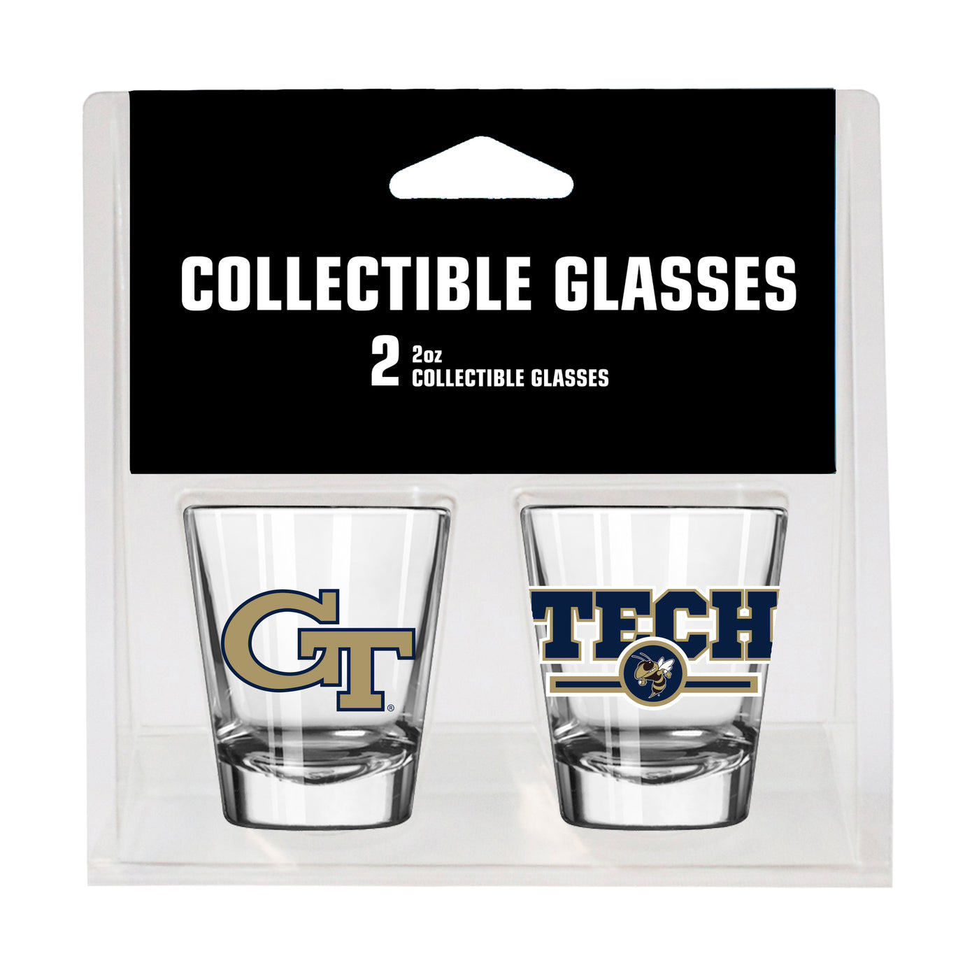 Georgia Tech Campus Colors 2oz Letterman Shot Glass 2 Pack - Logo Brands