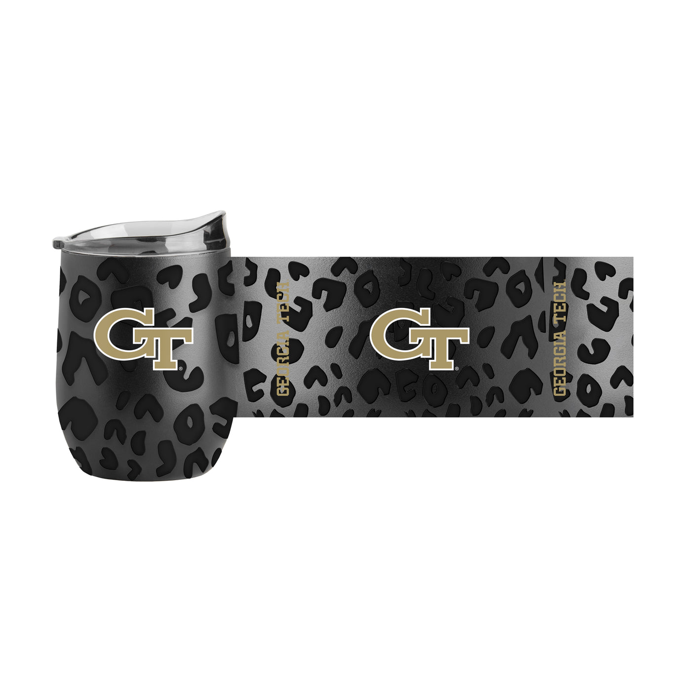 GA Tech Leopard 16oz Black Powdercoat Curved Beverage