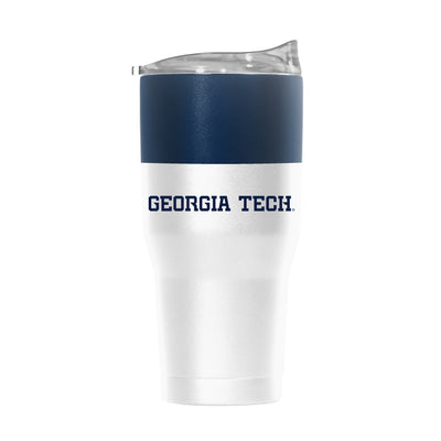 Georgia Tech 30oz Colorblock White Powder Coat Tumbler - Logo Brands