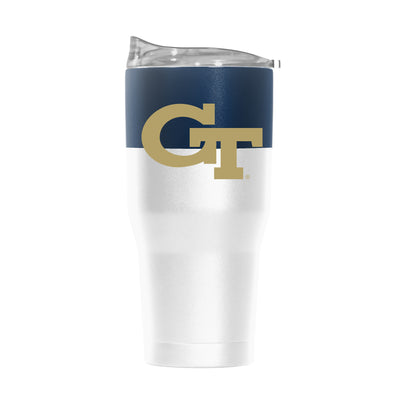 Georgia Tech 30oz Colorblock White Powder Coat Tumbler - Logo Brands