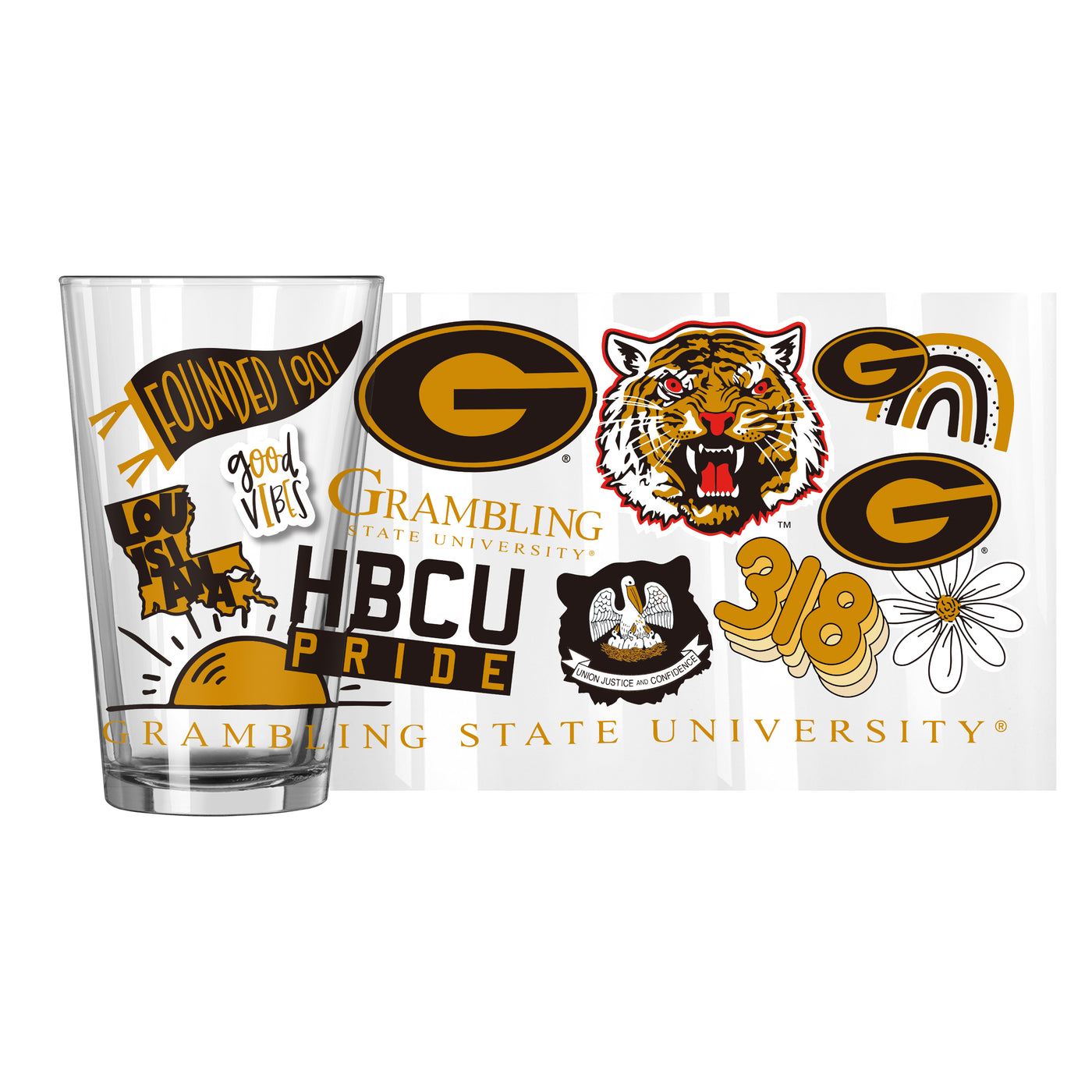 Grambling State 16oz Native Pint Glass