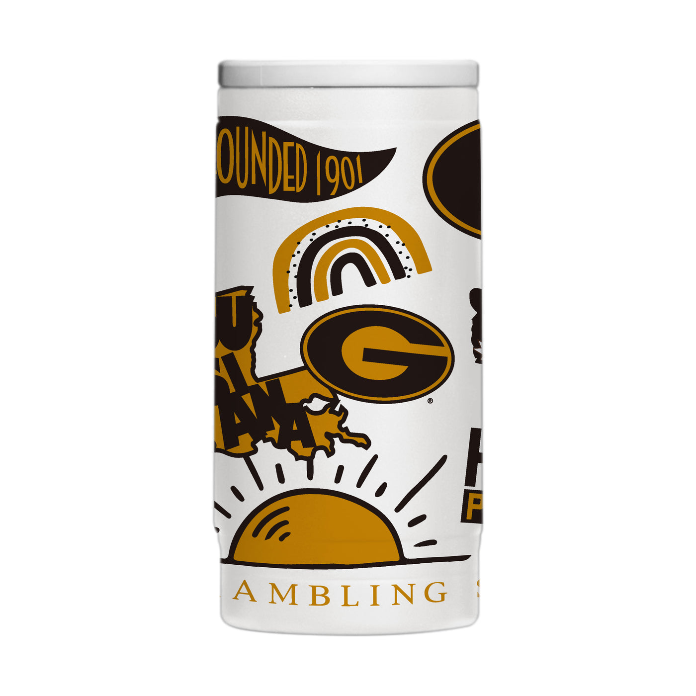 Grambling 12oz Native Powdercoat SlimCan Coolie
