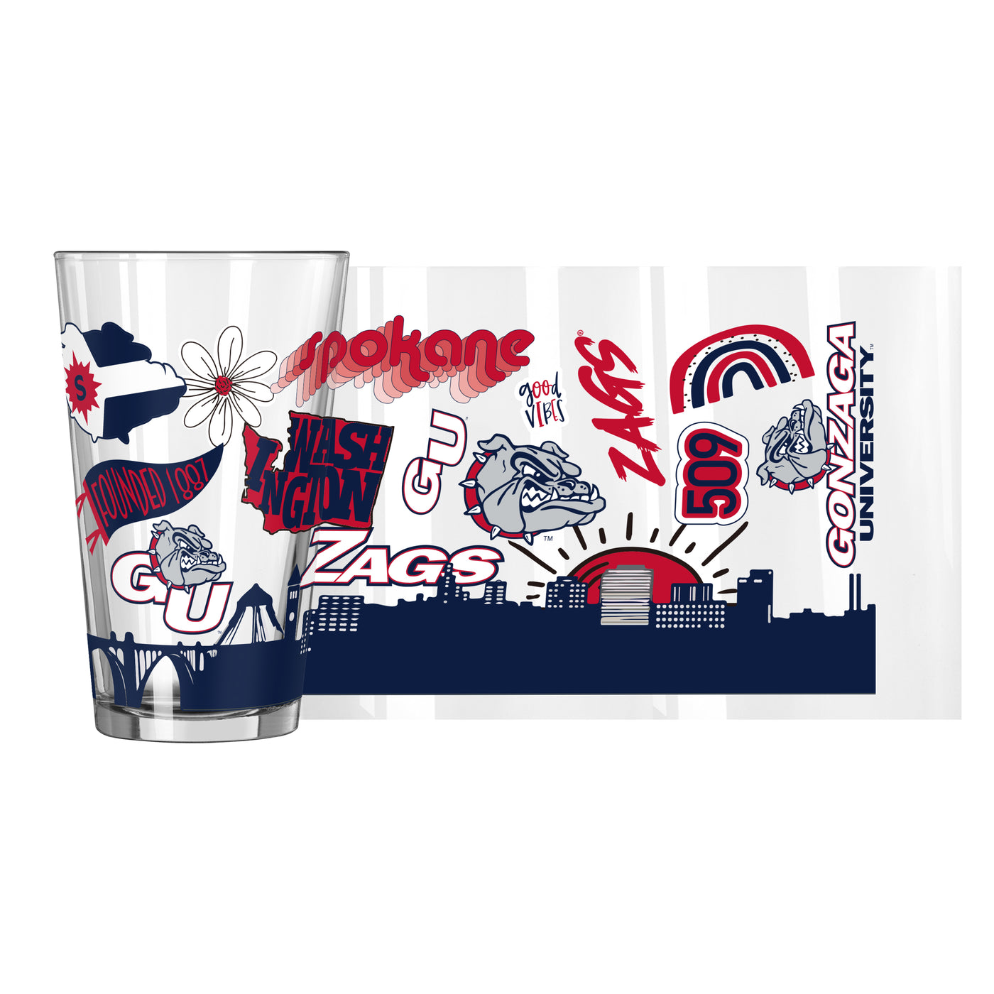 Gonzaga 16oz Native Pint Glass