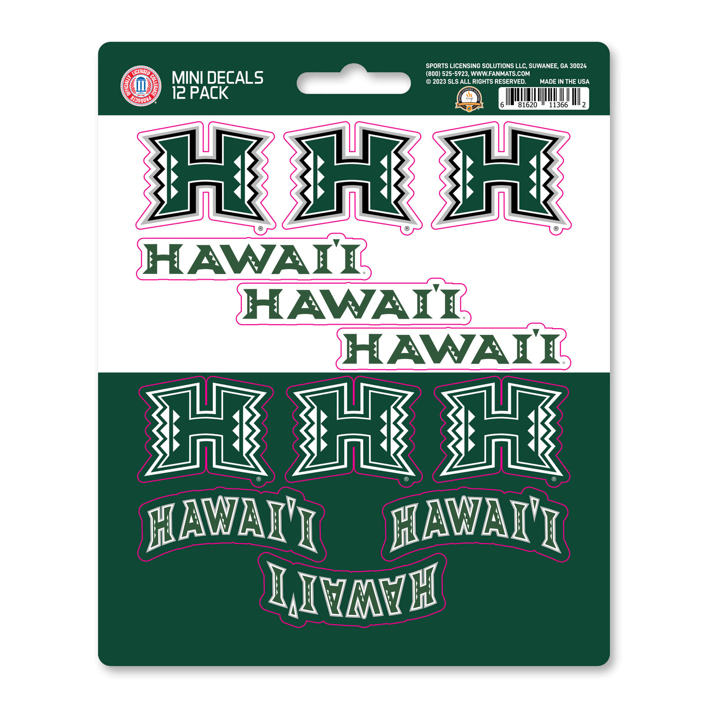 University of Hawaii Mini Decal 12-pk